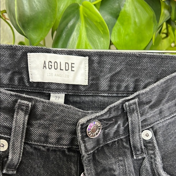 Agolde High Rise Black Distressed Jeans - Picture 2 of 6